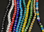 Evil Eye Beads Flat Glass Crystal 6mm 8mm All Colors Available Turkish Eye 15-16"