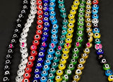Evil Eye Beads Flat Glass Crystal 6mm 8mm All Colors Available Turkish Eye 15-16"