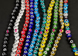 Evil Eye Beads Flat Glass Crystal 6mm 8mm All Colors Available Turkish Eye 15-16"