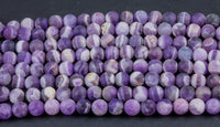 Natural Matte Cape Banded Amethyst Beads, High Quality in Matt Round, 4mm, 6mm, 8mm, 10mm, 12mm- Full 15.5 Inch strand Gemstone Beads