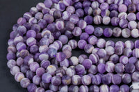 Natural Matte Cape Banded Amethyst Beads, High Quality in Matt Round, 4mm, 6mm, 8mm, 10mm, 12mm- Full 15.5 Inch strand Gemstone Beads