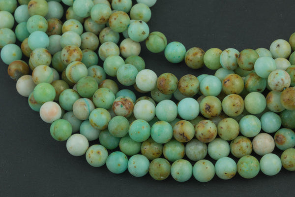 Natural Mongolian Turquoise Beads - Round - 6mm 8mm 10mm or 12mm - Full 15.5" inch strands Gemstone Beads