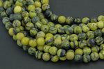 Natural Black Line Yellow Turquoise, High Quality in Faceted Round Gemstone Beads