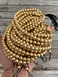 Gorgeous Matte Gold Hematite Smooth Round Loose Beads - Natural Hematite Gold Plated 6mm 8mm 10mm 12mm Full Strand 16"