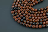 Natural Mahogany Jasper, High Quality in Faceted Round, 6mm, 8mm, 10mm, 12mm- Full 15.5 Inch Strand Gemstone Beads