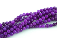 Purple Jade, High Quality in Smooth Round- 6mm, 8mm, 10mm, 12mm -Full Strand 15.5 inch Strand