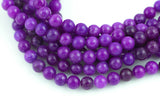 Purple Jade, High Quality in Smooth Round- 6mm, 8mm, 10mm, 12mm -Full Strand 15.5 inch Strand