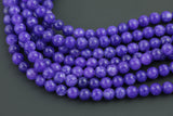 Purple Jade, High Quality in Smooth Round- 6mm, 8mm, 10mm, 12mm -Full Strand 15.5 inch Strand