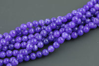 Purple Jade, High Quality in Smooth Round- 6mm, 8mm, 10mm, 12mm -Full Strand 15.5 inch Strand