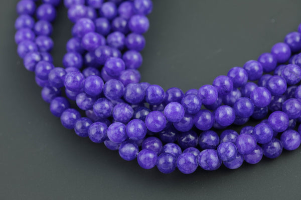 Purple Jade, High Quality in Smooth Round- 6mm, 8mm, 10mm, 12mm -Full Strand 15.5 inch Strand