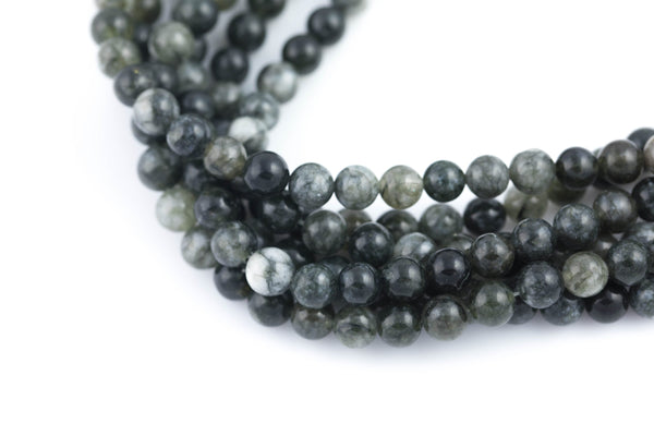 Cloudy Gray Jade, High Quality in Smooth Round-Full Strand 15.5 inch Strand AAA Quality- 8mm