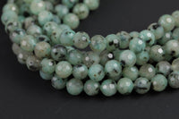 Natural Diamond Cut Faceted Kiwi Jasper 6mm 8mm 10mm Round Beads 15.5" Strand Gemstone Beads