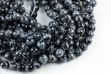 Natural Faceted Snowflake Obsidian High Quality in Faceted Round- 4mm, 6mm, 8mm, 10mm, 12mm- Full 15.5 Inch Strand Gemstone Beads