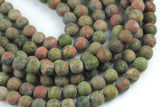 Natural Unakite Unikite Jasper Matt Round 6mm, 8mm, 10mm, 12mm- Full 15.5 Inch Strand- Gemstone Beads