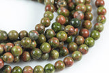 Natural Unakite Unikite Jasper Round, 4mm, 6mm, 8mm, 10mm, 12mm- Full 15.5 Inch Strand- Wholesale Pricing AAA Quality Smooth