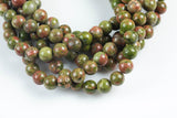 Natural Unakite Unikite Jasper Round, 4mm, 6mm, 8mm, 10mm, 12mm- Full 15.5 Inch Strand- Wholesale Pricing AAA Quality Smooth