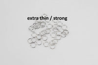 White Gold Silver Toned SUPER STRONG/ Extra THIN Jump Rings 3mm 4mm 5mm. Carbon Steel - Very sturdy despite thickness.