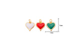 2 pcs 18 kt Gold Red Heart enamel- 13mm