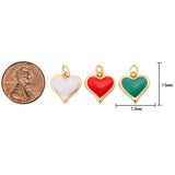 2 pcs 18 kt Gold Red Heart enamel- 13mm