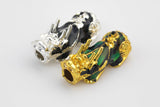 1 pc- Pixiu Beads- Gold or Silver-12x30mm - Chinese mystical animal with dragon head lion body