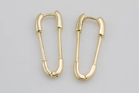 1 Pair Gold Safety pin Paper Clip earrings safety pins/needle earrings/ Safety pin drop earrings Cubic Safety Pin- 2 pcs per order- 12x29mm