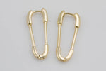 1 Pair Gold Safety pin Paper Clip earrings safety pins/needle earrings/ Safety pin drop earrings Cubic Safety Pin- 2 pcs per order- 12x29mm