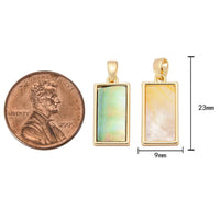 1 pc 18K Gold Mini Mother of pearl Rectangular Tag Bracelet Charm Gift for Jewelry Making-9x23mm- 1 pcs per order
