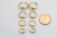 2 pcs Gold Plated Huggie Hoops / Perfect for Every Day Wear / Minimalist Earring Jewelry / Perfect Gift For Her and For Girls 10mm-16mm