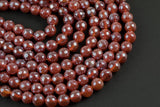 Natural Mystic Carnelian, High Quality in Faceted Round, 4mm, 6mm, 8mm, 10mm, 12mm- Full 15.5 Inch Strand Gemstone Beads