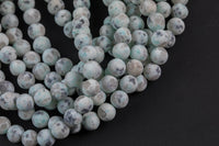 Natural Sky Mountain Blue Jasper / Kiwi Jasper Grade AAA Matte Round-4mm, 6mm, 8mm, 10mm, 12mm-Single Bulk Gemstone Beads