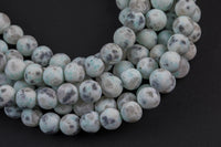 Natural Sky Mountain Blue Jasper / Kiwi Jasper Grade AAA Matte Round-4mm, 6mm, 8mm, 10mm, 12mm-Single Bulk Gemstone Beads