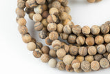 Natural Picture Jasper Beads Matte AAA Grade Matte Round, 4mm, 6mm, 8mm, 10mm, 12mm, 14mm-Full Strand 16 inch Strand AAA Quality