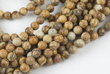 Natural Picture Jasper Round 6mm, 8mm, 10mm, 12mm- Wholesale bulk or Single Strand! -Full Strand 15.5 inch Strand AAA Quality Smooth