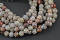 Natural Mexican Crazy Laced Agate Round 4mm, 6mm, 8mm, 10mm, 12mm, 14mm -Full Strand 15.5 inch Strand Smooth Gemstone Beads