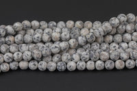 Natural Gray Spotted Jasper, High Quality in Matte Round-Full Strand 15.5 inch Strand- 4mm, 6mm, 8mm, 10mm, 12mm Gemstone Beads