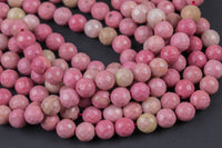 Natural Rhodonite Beads Grade AAA Faceted Round 4mm, 6mm, 8mm, 10mm, 12mm, 14mm AAA Quality Gemstone Beads