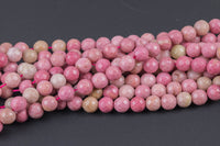 Natural Rhodonite Beads Grade AAA Faceted Round 4mm, 6mm, 8mm, 10mm, 12mm, 14mm AAA Quality Gemstone Beads