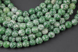 Natural Green Spot Dalmatian Jasper- Faceted Round sizes. 4mm, 6mm, 8mm, 10mm, 12mm, 14mm- Full 15.5 Inch Strand- Gemstone Beads