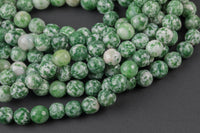 Natural Green Spot Dalmatian Jasper- Faceted Round sizes. 4mm, 6mm, 8mm, 10mm, 12mm, 14mm- Full 15.5 Inch Strand- Gemstone Beads