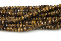 Natural Multi-Color Tiger's eye, High Quality in Faceted Roundel Rondelle Tiger's Eye 4mm, 6mm, 8mm, 10mm, 12mm Gemstone Beads