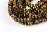 Natural Multi-Color Tiger's eye, High Quality in Faceted Roundel Rondelle Tiger's Eye 4mm, 6mm, 8mm, 10mm, 12mm Gemstone Beads