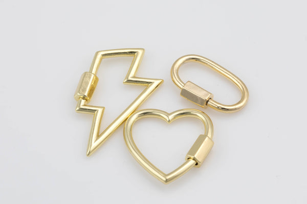 18k Gold Carabiner Assorted Shapees- 1 pc per order