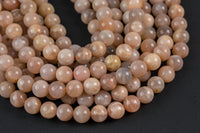 Natural Sunstone Pink Moonstone Beads High Quality in Round- 4mm, 6mm, 8mm, 10mm, 12mm- Beautiful Light Color 15.5 - 16" AAA Quality