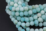 RUSSIAN AMAZONITE MATTE Frosted Round sizes 4mm, 6mm, 8mm, 10mm, 12mm, 14mm- Full Strand- 15.5 Inches-Frosty Matte Finish - Full Strand A