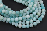 RUSSIAN AMAZONITE MATTE Frosted Round sizes 4mm, 6mm, 8mm, 10mm, 12mm, 14mm- Full Strand- 15.5 Inches-Frosty Matte Finish - Full Strand A