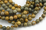 Natural Mexican Wild Horse Jasper - Round sizes. 4mm, 6mm, 8mm, 10mm, 12mm, 14mm- Full 15.5 Inch Strand Smooth Gemstone Beads