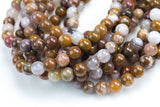 Natural Brown Dendrite Agate Opal Beads - Round - 6mm 8mm 10mm or 12mm - Full 15.5" 15.5 inch strands Smooth Gemstone Beads