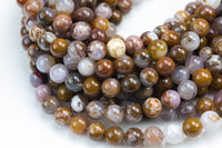 Natural Brown Dendrite Agate Opal Beads - Round - 6mm 8mm 10mm or 12mm - Full 15.5" 15.5 inch strands Smooth Gemstone Beads