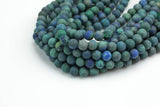 Natural Matte Malachite Azurite Beads Grade AAA 4mm, 6mm, 8mm, 10mm, 12mm, 14mm- Full 15.5 Inch Strand AAA Quality Gemstone Beads
