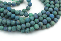 Natural Matte Malachite Azurite Beads Grade AAA 4mm, 6mm, 8mm, 10mm, 12mm, 14mm- Full 15.5 Inch Strand AAA Quality Gemstone Beads